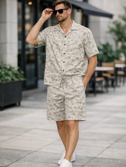 Buy Trendy Cream Printed Cord Set for Men