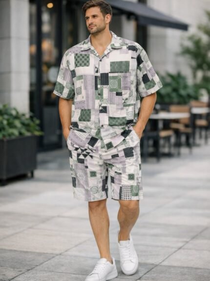 Buy Trendy Grey Printed Cord Set for Men Online