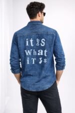 Best Classic Dark Blue Denim Shirt for Men - Premium Casual