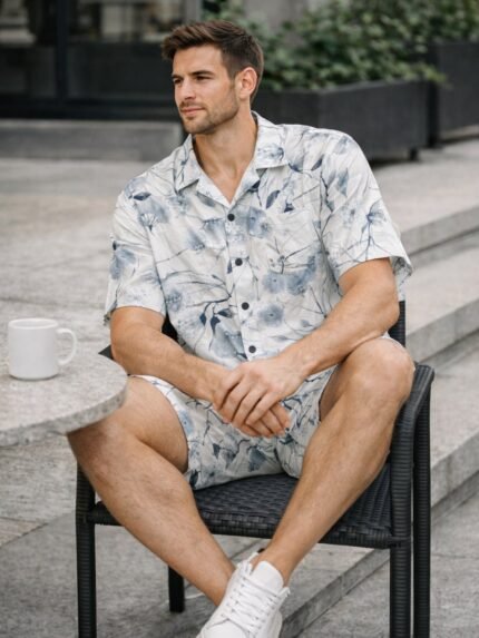 Buy Premium White Printed Coord Set for Men & Luxury Set