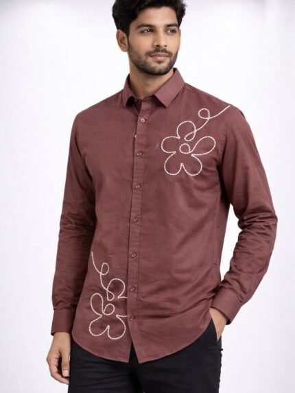 Best Maroon Printed Full Shirt for Men - Casual Printed Shirt