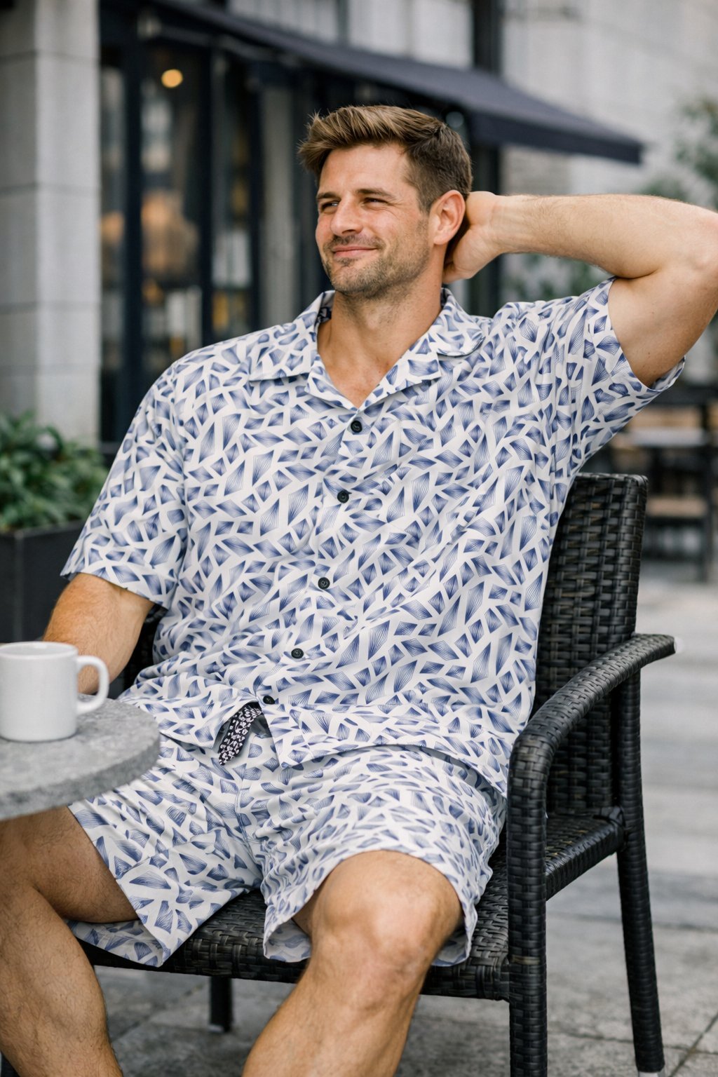 Best Classic Blue Printed Cotton Cord Set for Men Online Best Classic Blue Printed Cotton Cord Set for Men Online