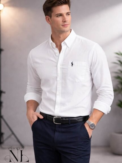 Plain Linen White Full Shirt for Men - Premium Breathable