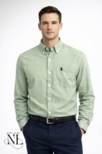 Classic Plain Linen Lite Green Full Shirt for Men