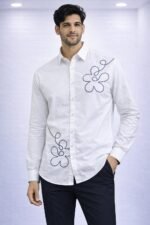 Stylish White Printed Full Shirt for Men - Premium Casual