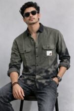 Trendy Dark Brown Print Full Shirt for Men - Modern Style