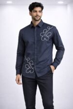 Stylish Dark Grey Printed Full Shirt for Men - Timeless Casual