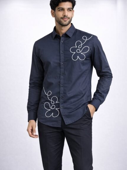 Stylish Dark Grey Printed Full Shirt for Men - Timeless Casual