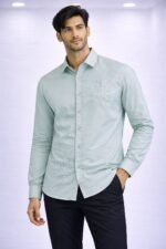 Stylish Lite Green Printed Full Shirt for Men - Premium Casual
