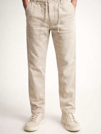 Classic Plain Cream Linen Pants & Premium Breathable
