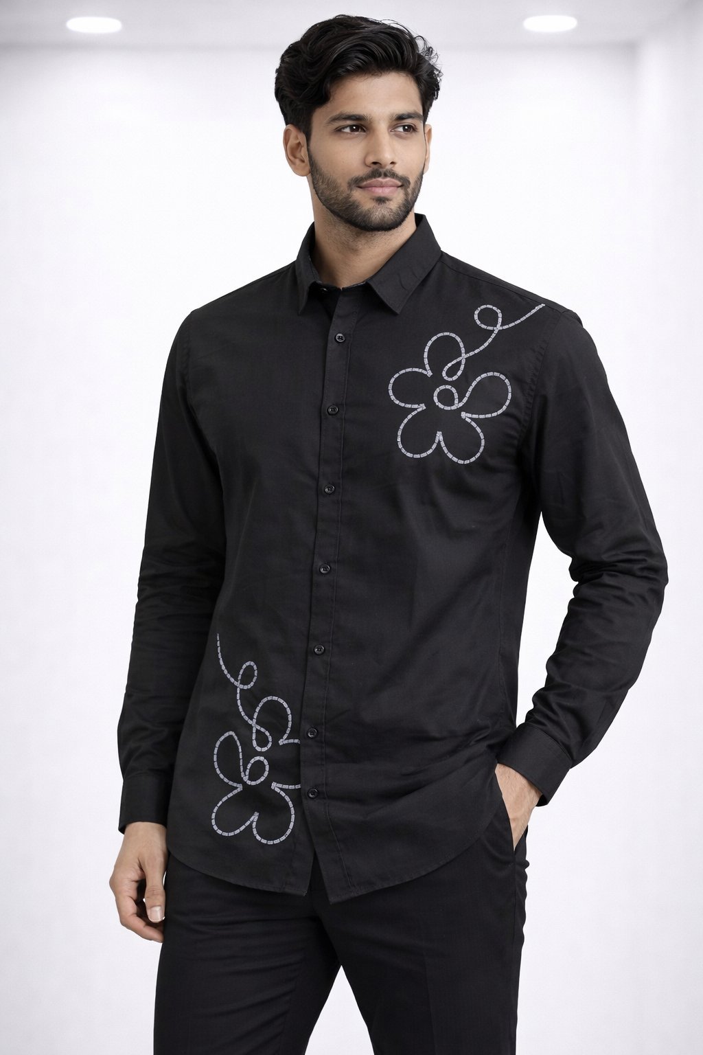 Premium Black Printed Full Shirt for Men - Casual Printed Shirt Premium Black Printed Full Shirt for Men - Casual Printed Shirt