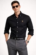 Trendy Jet Black Full Shirt for Men & Morden Style