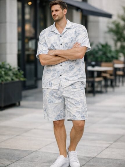 Buy Best Classic Light Blue Printed Cord Set for Men