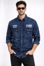 Stylish Navy Blue Denim Shirt for Men