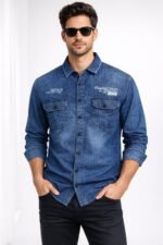 Best Classic Dark Blue Denim Shirt for Men - Premium Casual