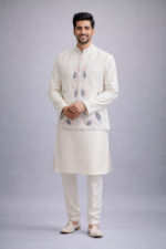 Royal Golden 3-Piece Kurta Pajama & Jacket Set for Men