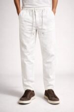 Classic Plain White Linen Pants for Men & Summer Trousers