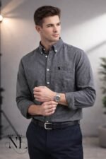 Plain Linen Dark Grey Full Shirt for Men - Premium Breathable