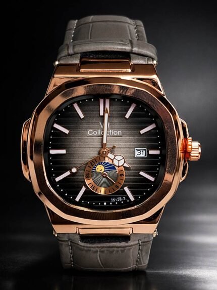 Classic Grey Leather Strap Watch for Men