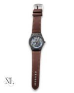 Classic Deep Brown Leather Strap Watch for Men - Premium