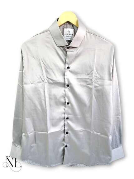 Classic Solid Light Grey Full Shirt for Men