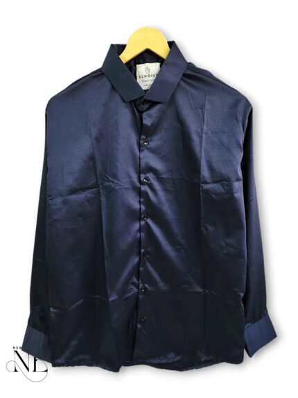 Classic Solid Navy Blue Full Shirt for Men