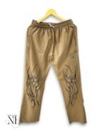 Stylish Cream Parachute Baggy Trackpant for Men