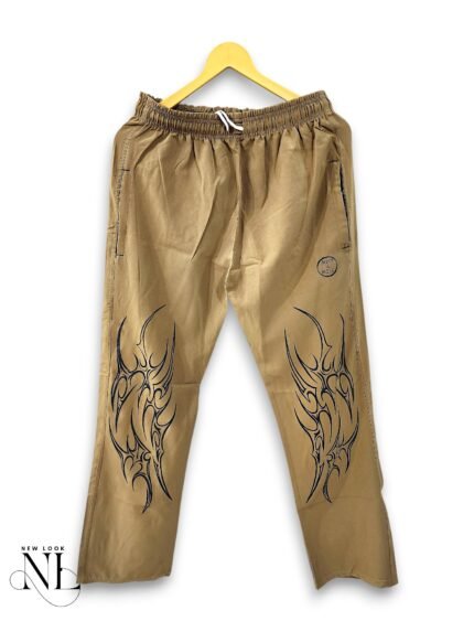 Stylish Cream Parachute Baggy Trackpant for Men