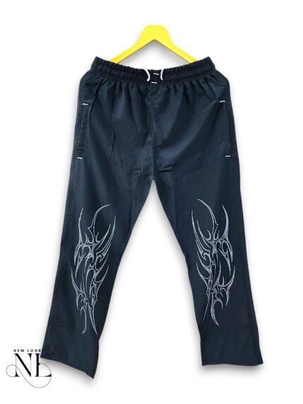 Stylish Navy Blue Parachute Baggy Trackpant for Men