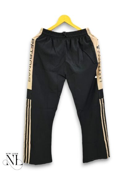 Black Stripe Parachute Baggy Trackpant for Men