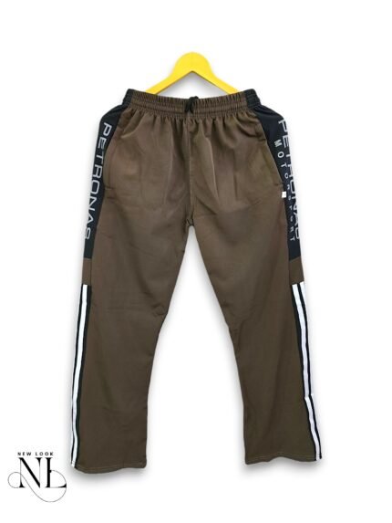 Dark Brown Stripe Parachute Baggy Trackpant for Men