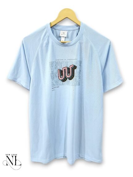 Stylish Sky Blue Printed Half T-Shirt for Men