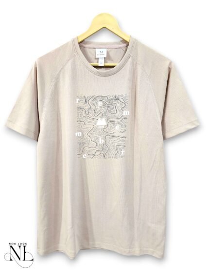 Stylish Cream Printed Half T-Shirt for Men Premium
