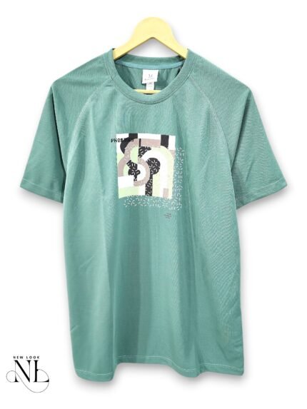 Stylish Light Green Printed Half T-Shirt for Men