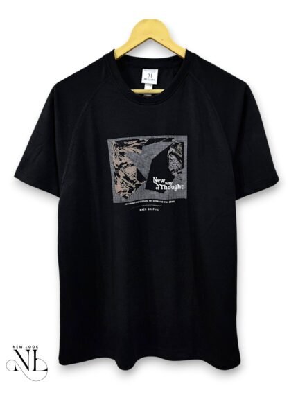 Stylish Black Printed Half T-Shirt for Men