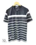 Trendy Dark Grey Stripe Half T-Shirt for Men