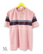 Trendy Pink Stripe Half T-Shirt for Men Premium