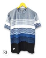 Stylish Light Grey Stripe Half T-Shirt for Men