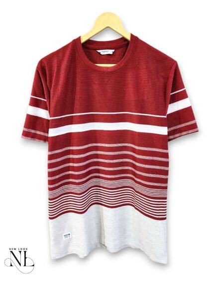 Stylish Maroon Stripe Half T-Shirt for Men