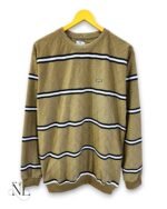 Classic Olive Green Stripe Full T-Shirt for Men