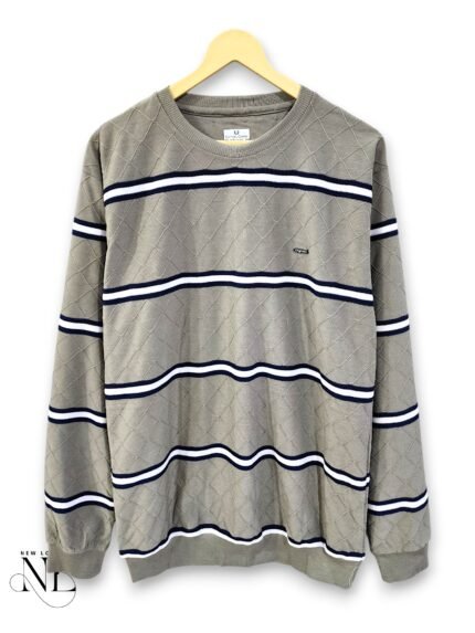 Classic Light Grey Stripe Full T-Shirt for Men Premium