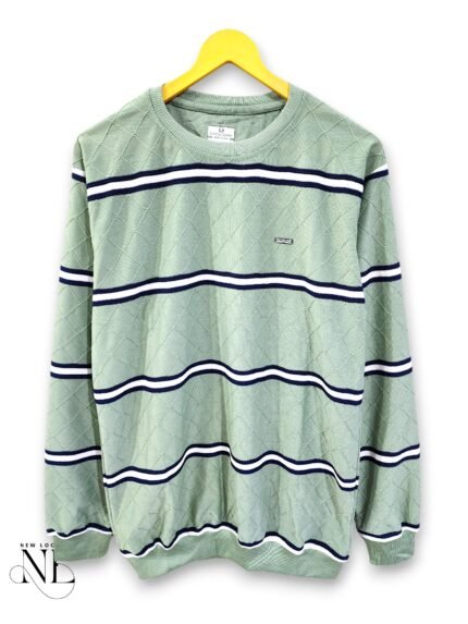 Classic Light Green Stripe Full T-Shirt for Men