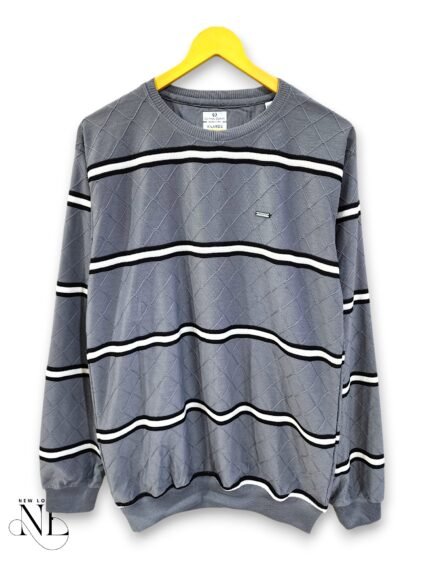 Classic Dark Grey Stripe Full T-Shirt for Men