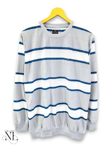 Trendy Light Grey Stripe Full T-Shirt for Men & Classic