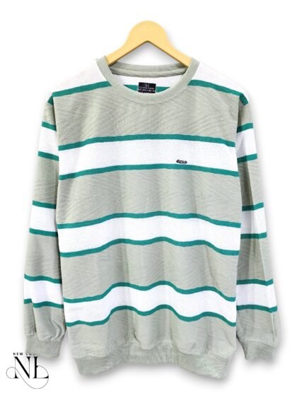 Trendy Light Green Stripe Full T-Shirt for Men & Classic