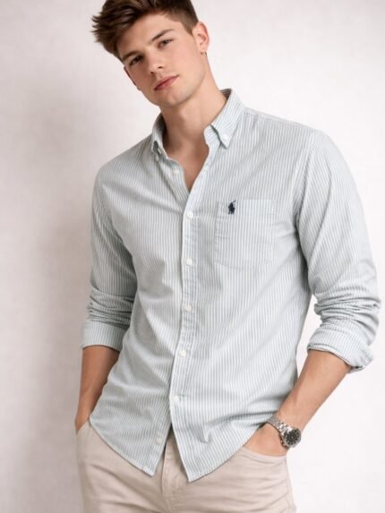 Buy Sky Blue Polo Stripe Formal Shirt for Men