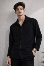 Morden Plain Black Full Shirt for Men