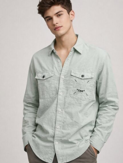 Buy Trendy Lite Green Plain Denim Shirt for Men