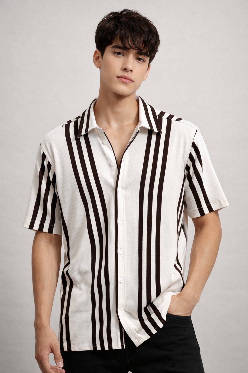 Buy Trendy Black Stripe Oversize Shirt for Men Buy Trendy Black Stripe Oversize Shirt for Men