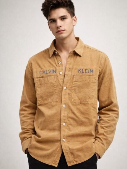 Buy Trendy Lite Brown Plain Denim Shirt for Men